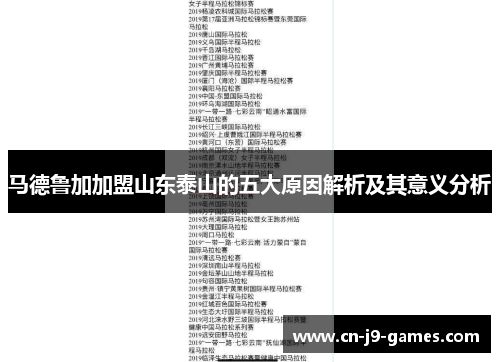 马德鲁加加盟山东泰山的五大原因解析及其意义分析